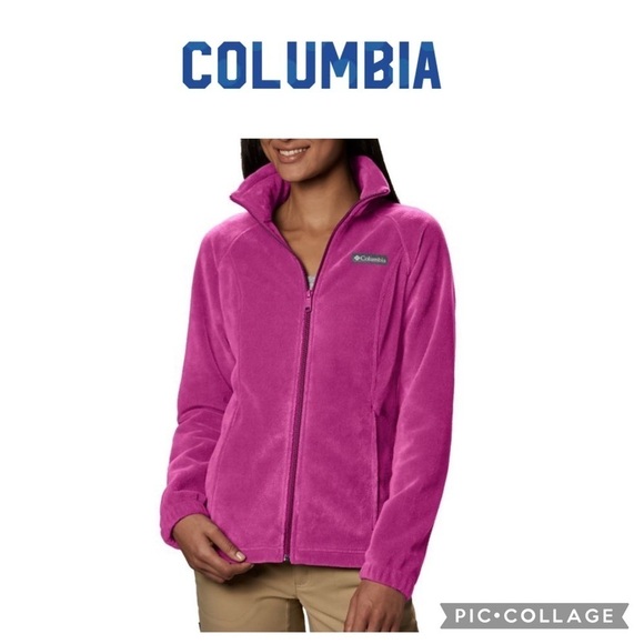 Columbia Women Benton Springs Full Zip Fleece Jacket pink size S - Picture 1 of 11